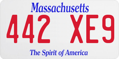 MA license plate 442XE9