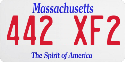 MA license plate 442XF2