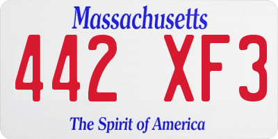 MA license plate 442XF3