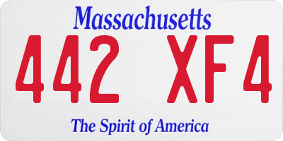 MA license plate 442XF4