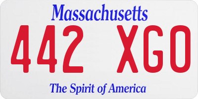 MA license plate 442XG0