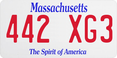 MA license plate 442XG3