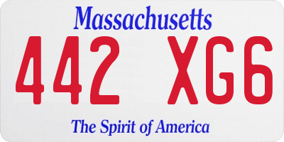 MA license plate 442XG6