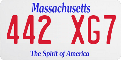 MA license plate 442XG7