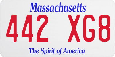 MA license plate 442XG8