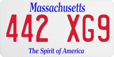 MA license plate 442XG9