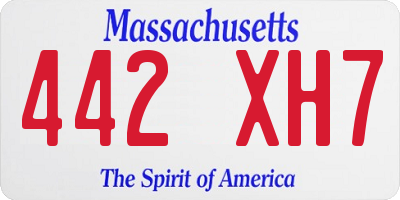 MA license plate 442XH7