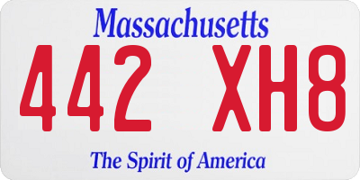 MA license plate 442XH8