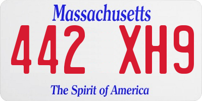 MA license plate 442XH9