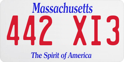 MA license plate 442XI3