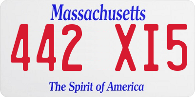 MA license plate 442XI5
