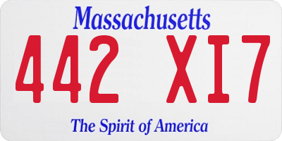 MA license plate 442XI7