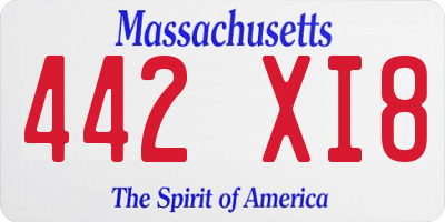 MA license plate 442XI8
