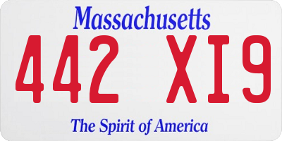 MA license plate 442XI9
