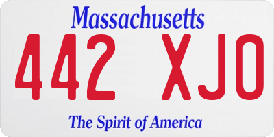 MA license plate 442XJ0