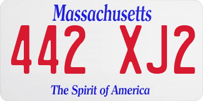 MA license plate 442XJ2