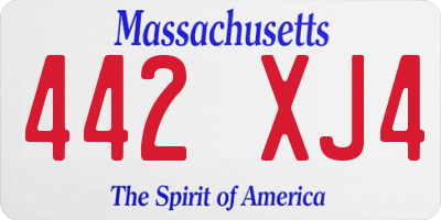 MA license plate 442XJ4