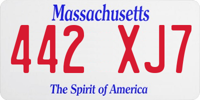 MA license plate 442XJ7