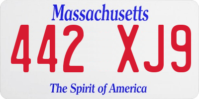 MA license plate 442XJ9