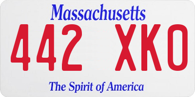 MA license plate 442XK0