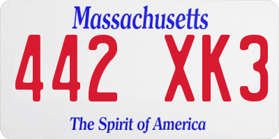 MA license plate 442XK3