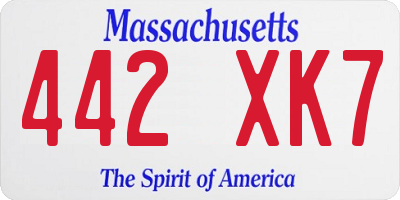 MA license plate 442XK7