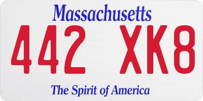 MA license plate 442XK8