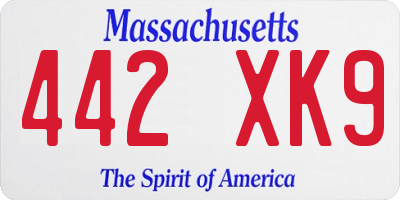 MA license plate 442XK9