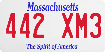 MA license plate 442XM3