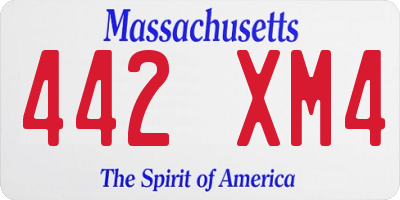 MA license plate 442XM4