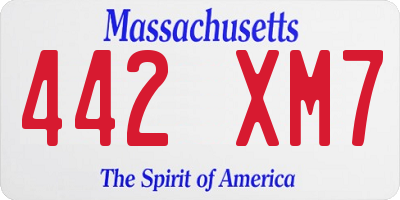 MA license plate 442XM7