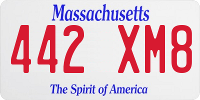 MA license plate 442XM8