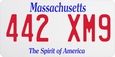 MA license plate 442XM9