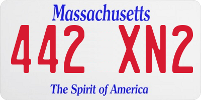 MA license plate 442XN2