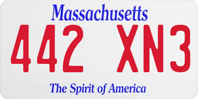 MA license plate 442XN3