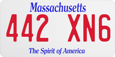 MA license plate 442XN6