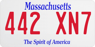 MA license plate 442XN7