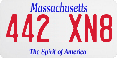 MA license plate 442XN8