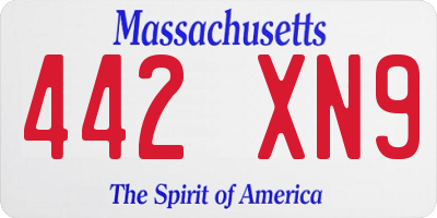 MA license plate 442XN9