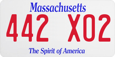 MA license plate 442XO2