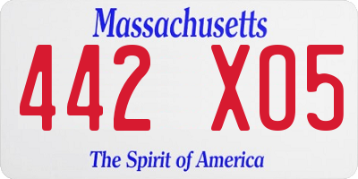 MA license plate 442XO5