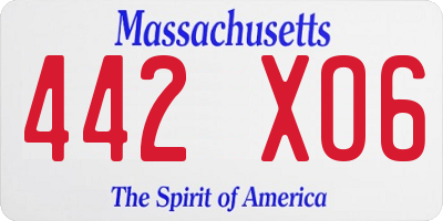 MA license plate 442XO6