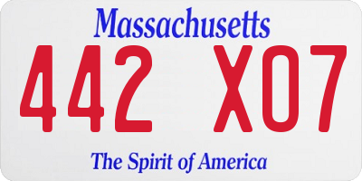 MA license plate 442XO7