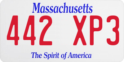 MA license plate 442XP3