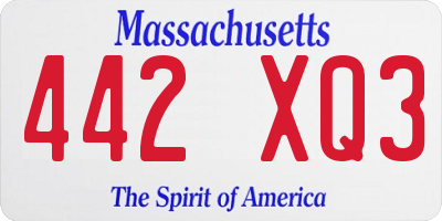 MA license plate 442XQ3