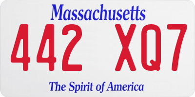 MA license plate 442XQ7