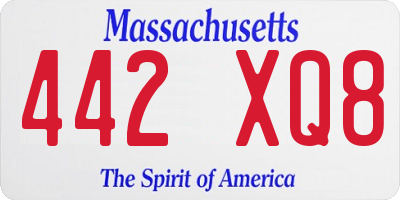 MA license plate 442XQ8