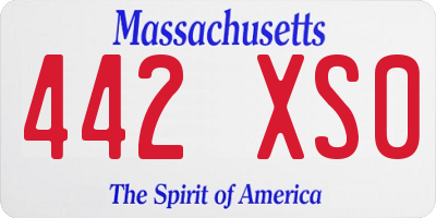 MA license plate 442XS0