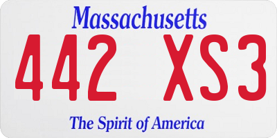 MA license plate 442XS3
