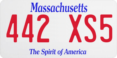 MA license plate 442XS5